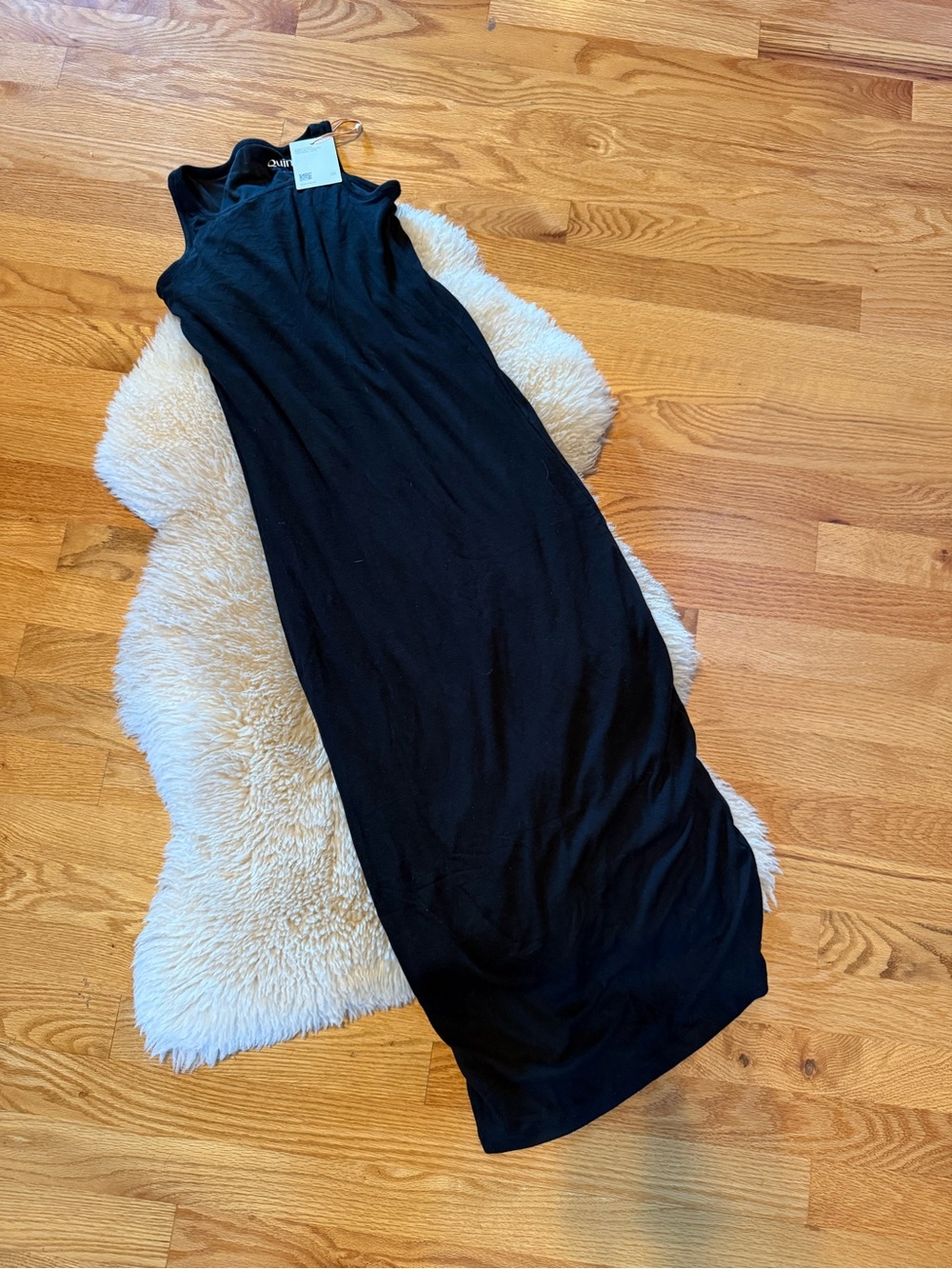 Quince Black Sleeveless Maxi Slip Dress